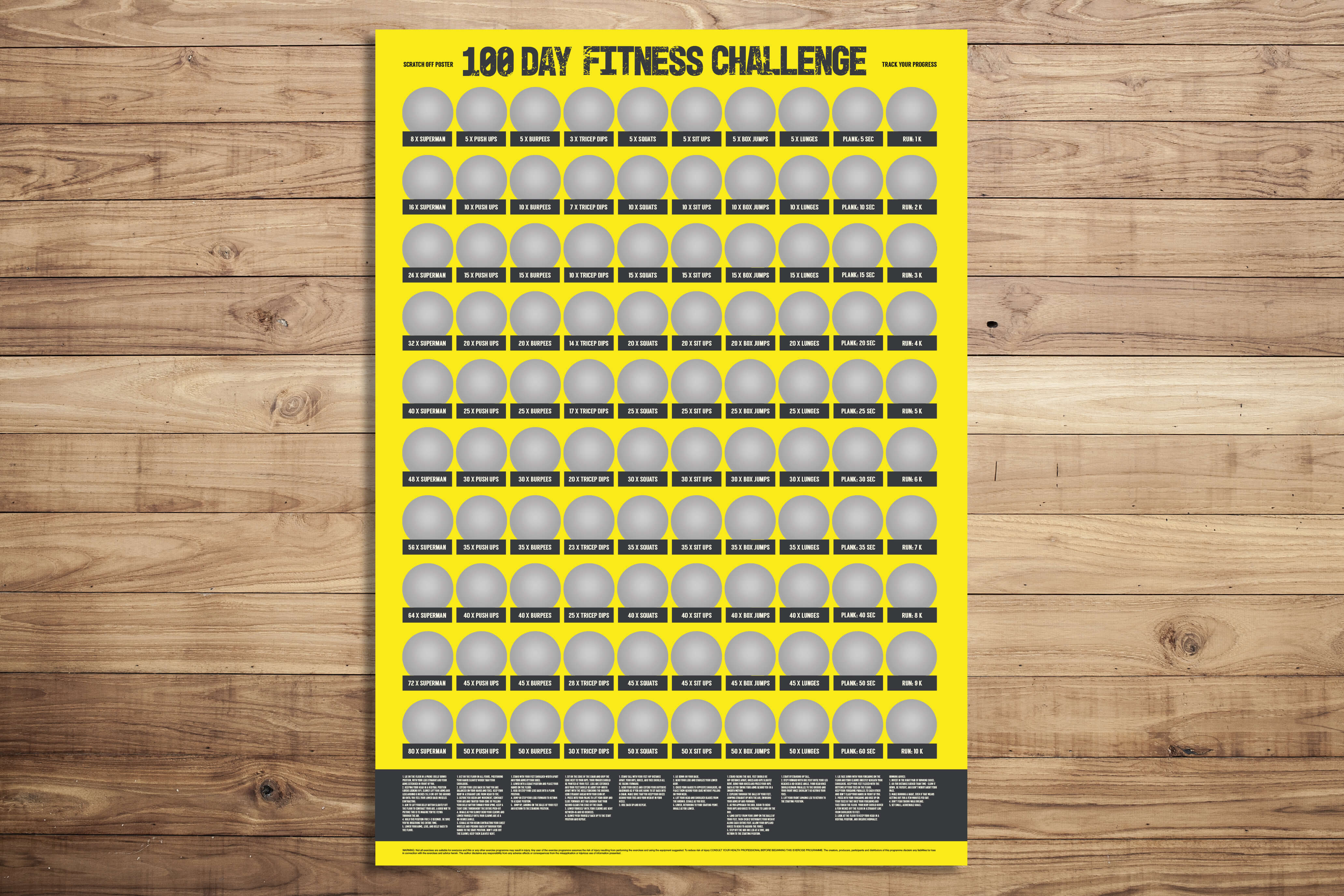 100 Tage Fitness Challenge Scratch Off Poster Zum Rubbeln - Image 3