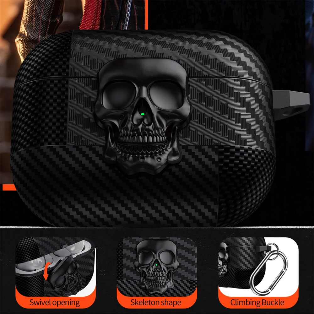 AirPods 4 - Skull Schutzhülle mit Karabiner - Image 3