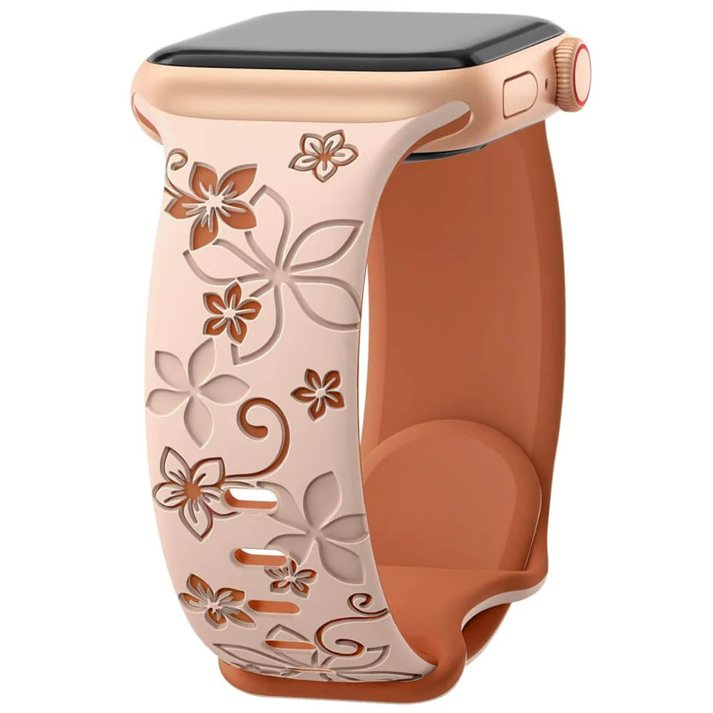 Apple Watch 42/41/40mm - Silikon Ersatzband Floral - Image 3
