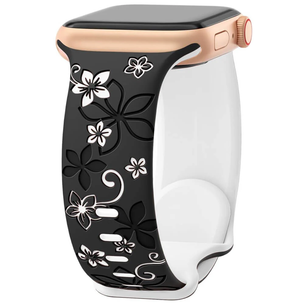 Apple Watch 42/41/40mm - Silikon Ersatzband Floral - Image 4