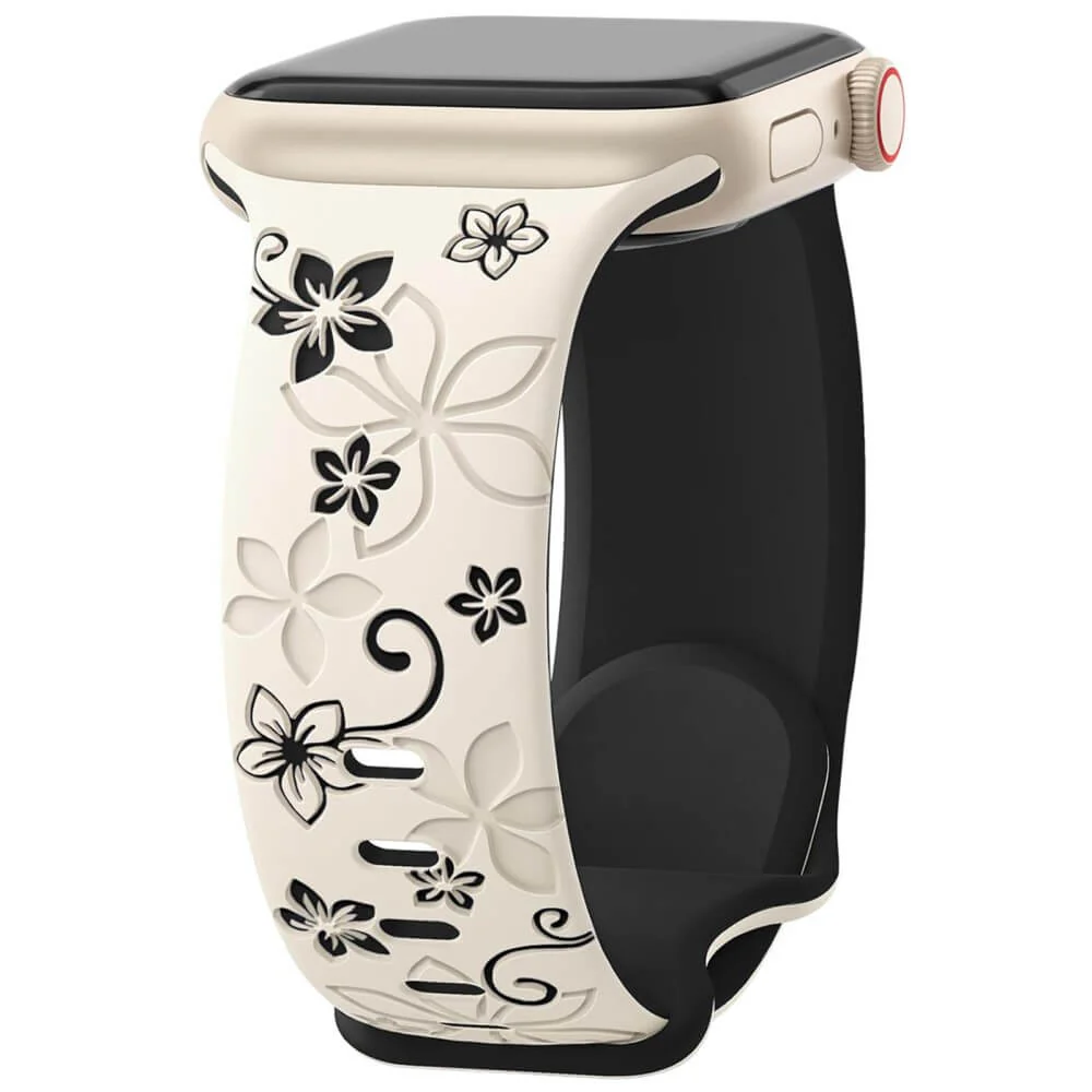 Apple Watch 42/41/40mm - Silikon Ersatzband Floral - Image 5