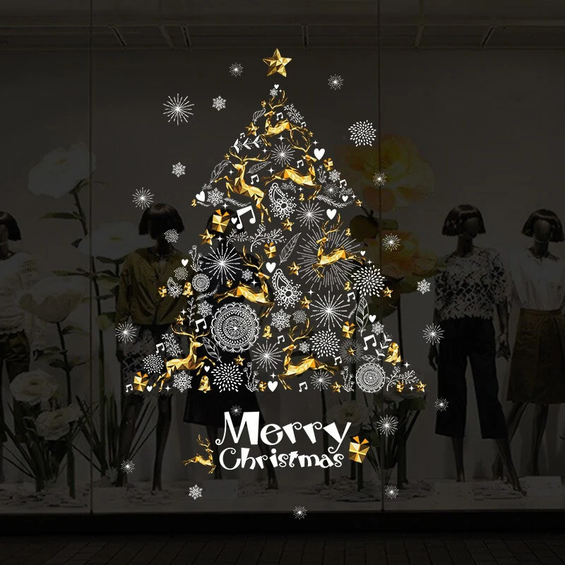 Fenster Sticker Tattoo Christmas Tree Goldig - Image 3