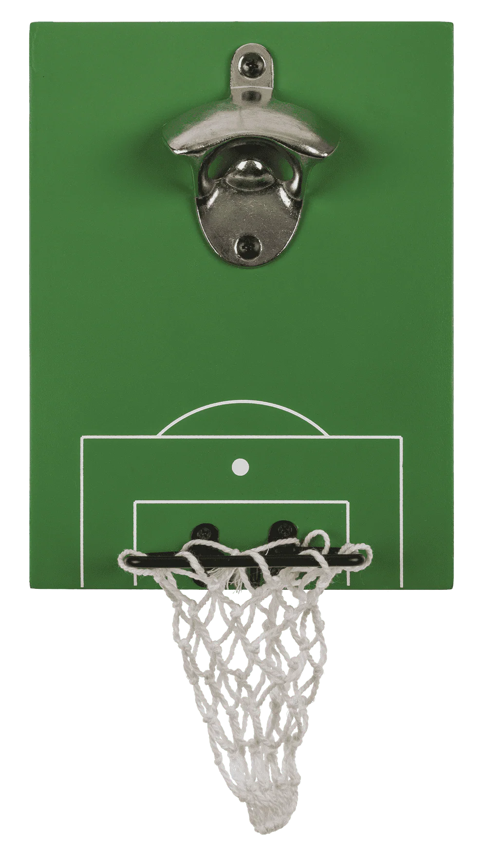 Flaschenöffner Fussballfeld mit Tor – Metall Bottle Opener mit Fangnetz