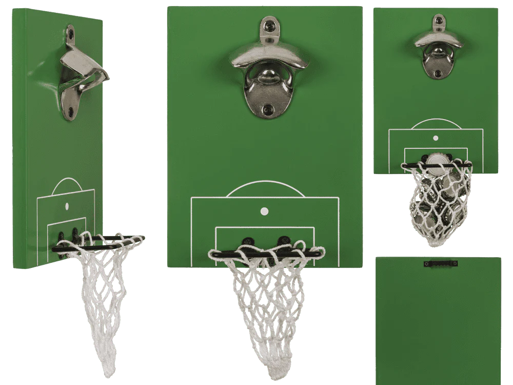 Flaschenöffner Fussballfeld mit Tor – Metall Bottle Opener mit Fangnetz - Image 3