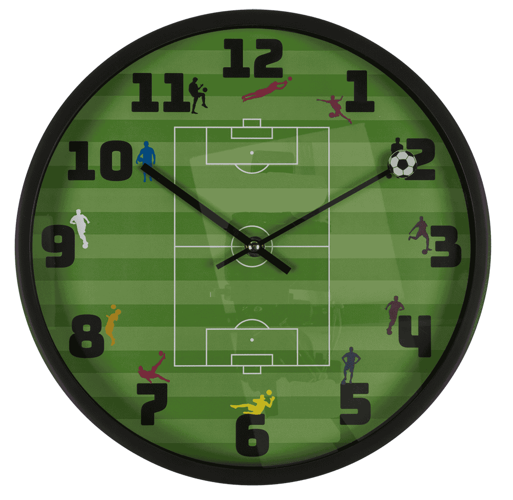Fussball Wanduhr 30 cm â Runde Uhr im Fussball-Design