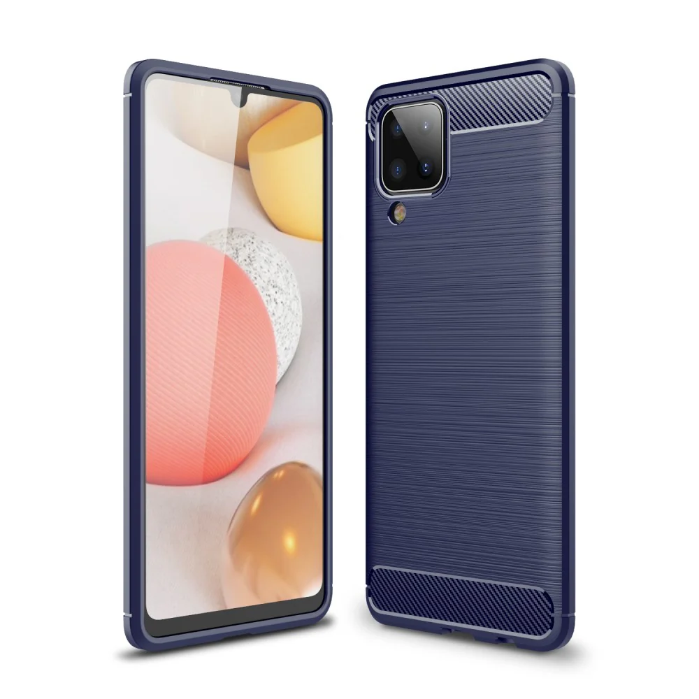 Galaxy A12 - Metall Carbon Look Gummi Hülle