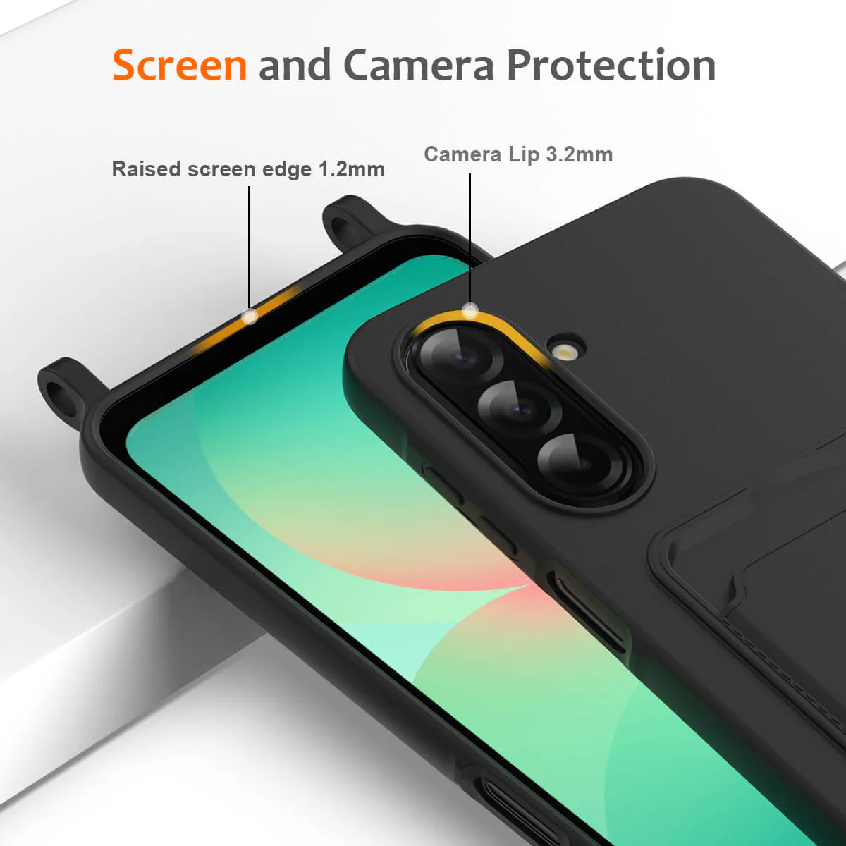 Galaxy A57 - Silikon HĂŒlle mit Kartenhalter & UmhĂ€ngeband - Image 4
