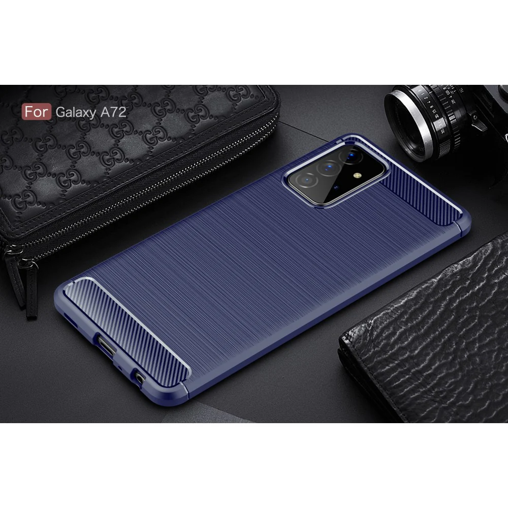 Galaxy A72 - Metall Carbon Look Gummi Hülle - Image 4