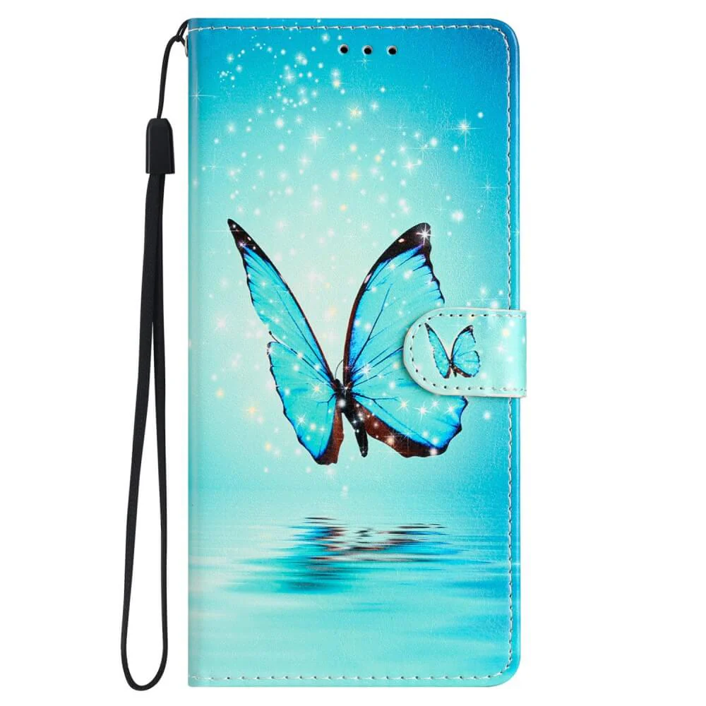 Galaxy S24 - Leder Etui Hülle Schmetterling Blau - Image 5