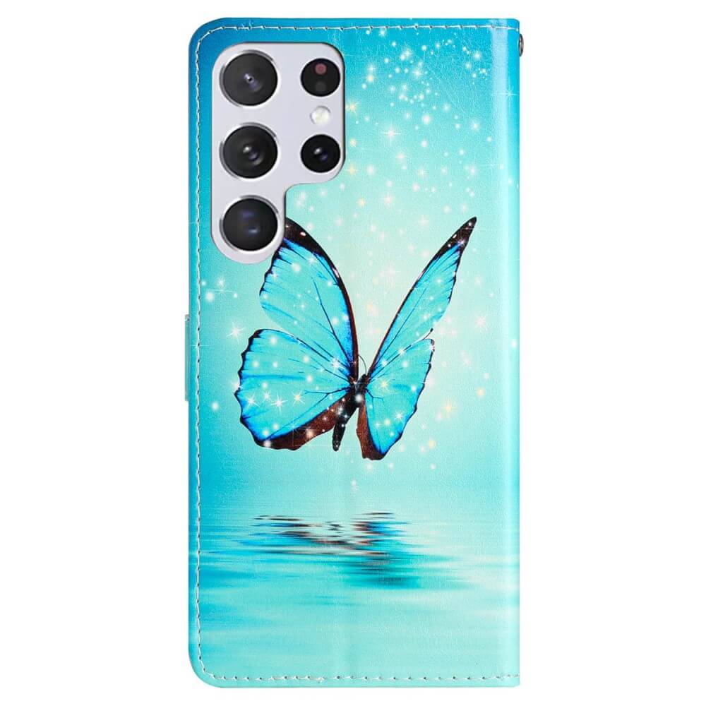 Galaxy S24 Ultra - Leder Etui Hülle Schmetterling Blau - Image 5
