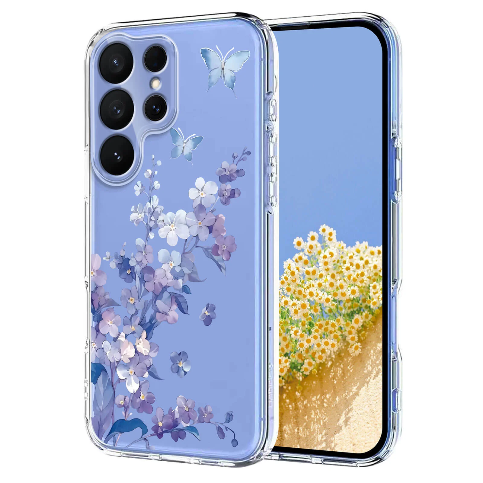 Galaxy S26 Ultra - Silikon Gummi Hülle Blumen