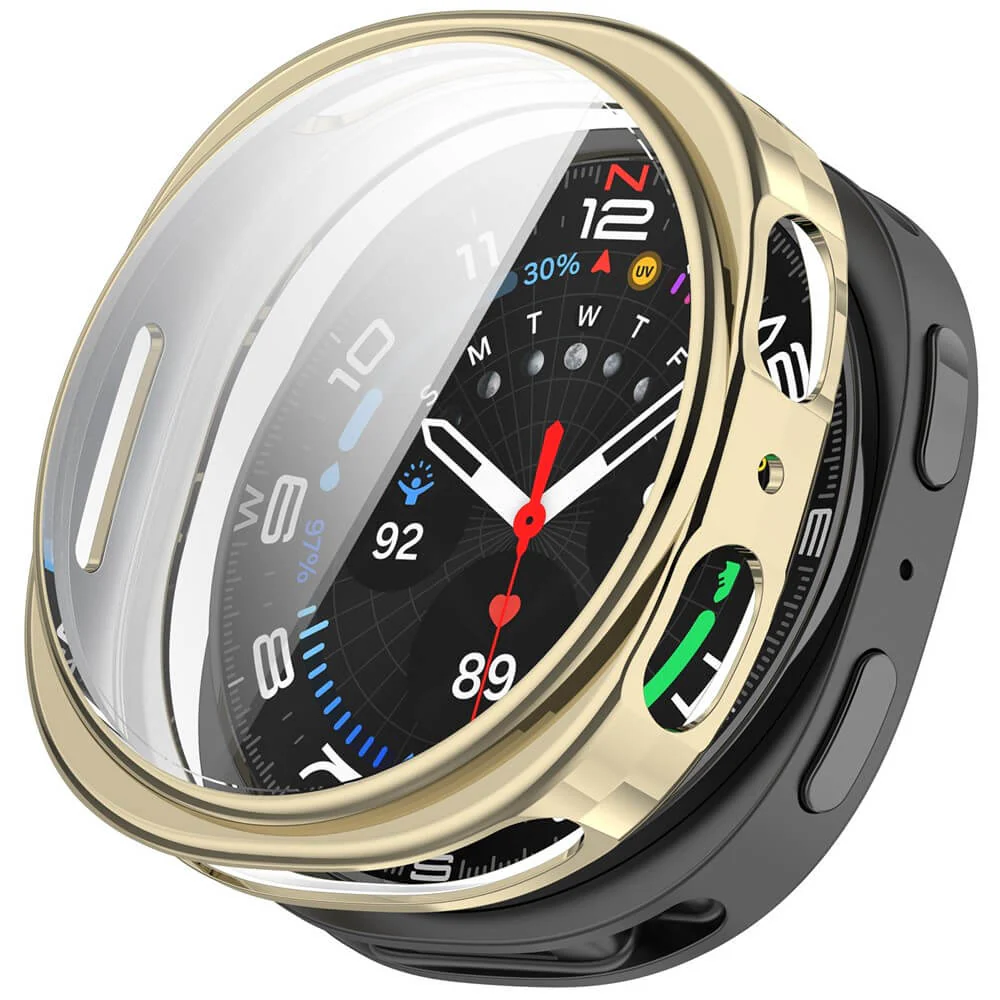 Samsung Galaxy Watch 8 44mm - Gummi Schutz Case Metall-Look