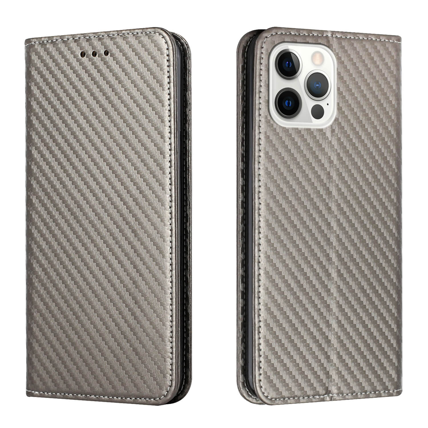 iPhone 14 Pro - Carbon Look Flip Case Hülle - Image 13