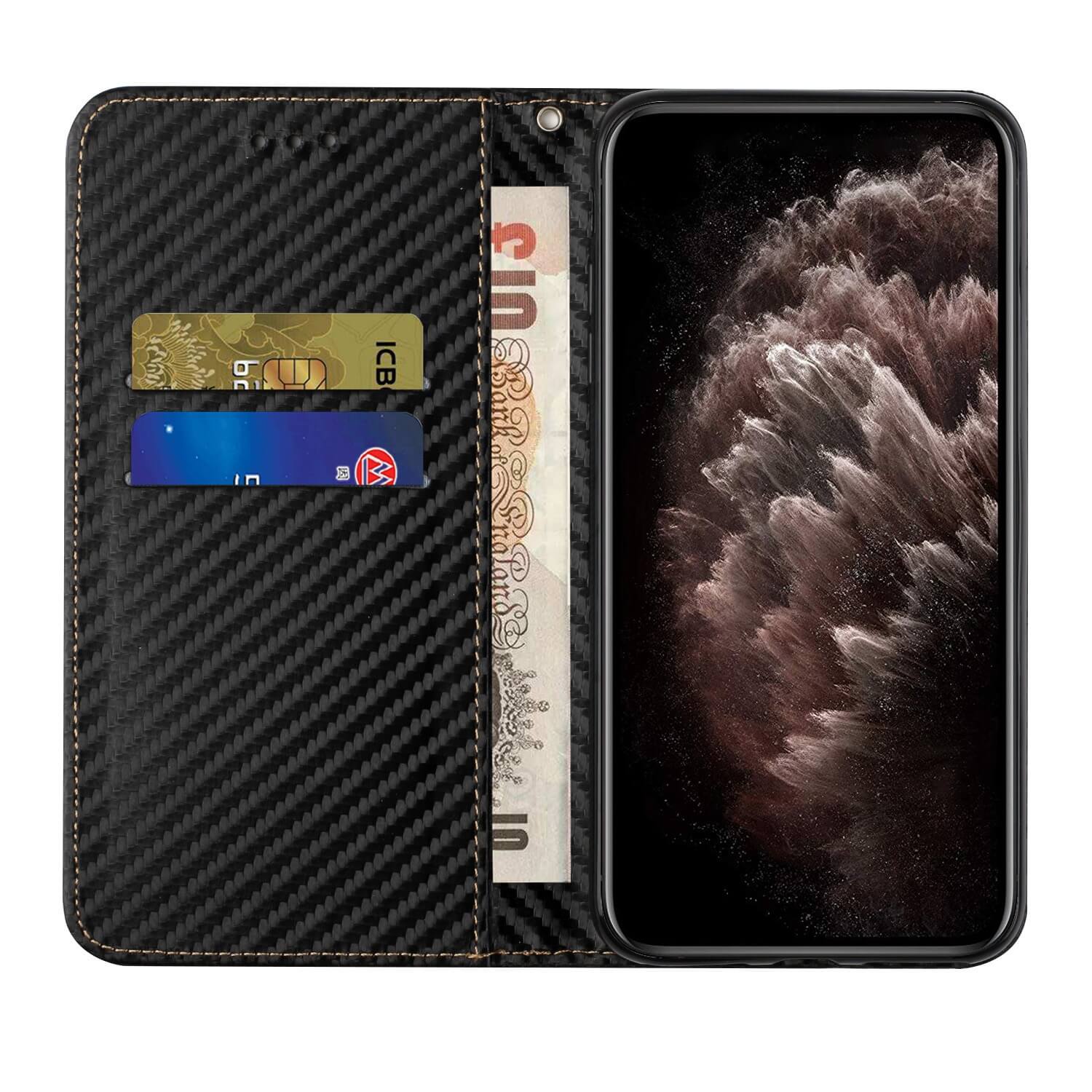 iPhone 14 Pro - Carbon Look Flip Case Hülle - Image 8