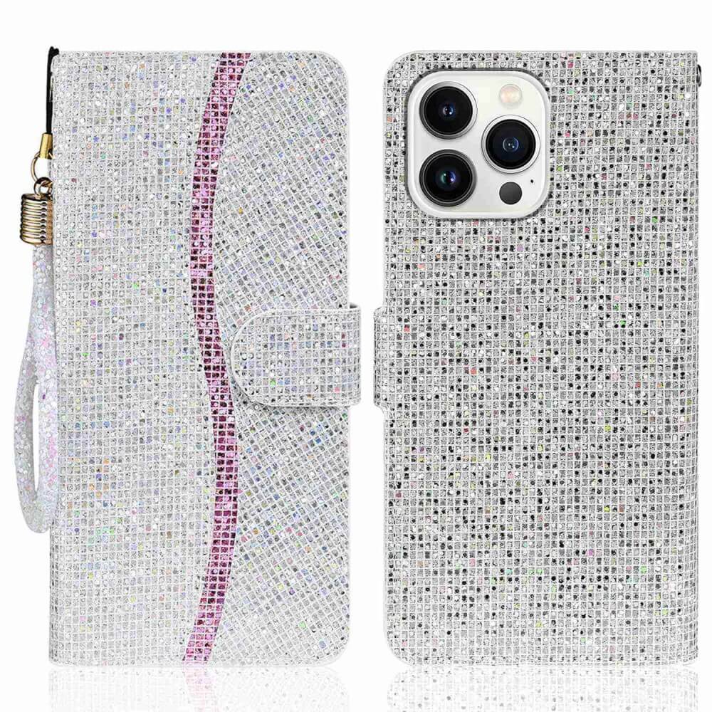 iPhone 14 Pro - Glitter Leder Etui - Image 19