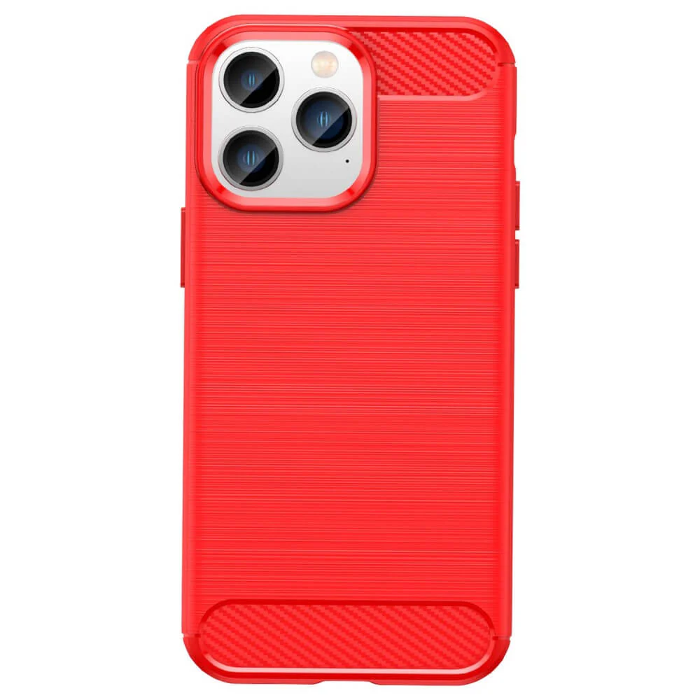 iPhone 14 Pro Max - Metall Carbon Look Hülle Rot - Image 2