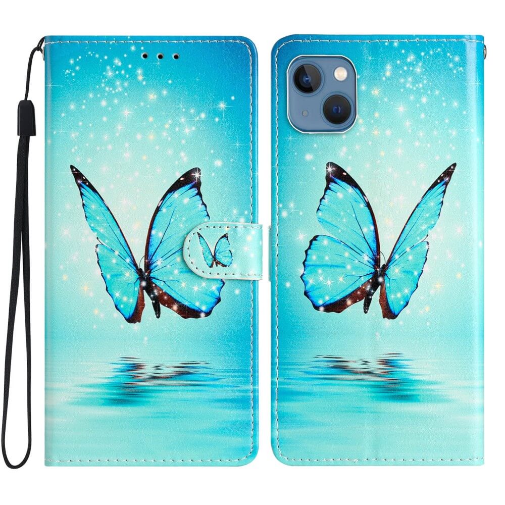 iPhone 15 - Hülle Schmetterling Blau Mit Band - Image 6