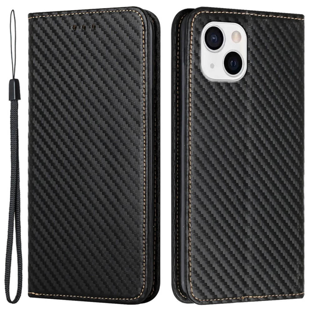 iPhone 15 Plus - Carbon Look Flip Case Hülle