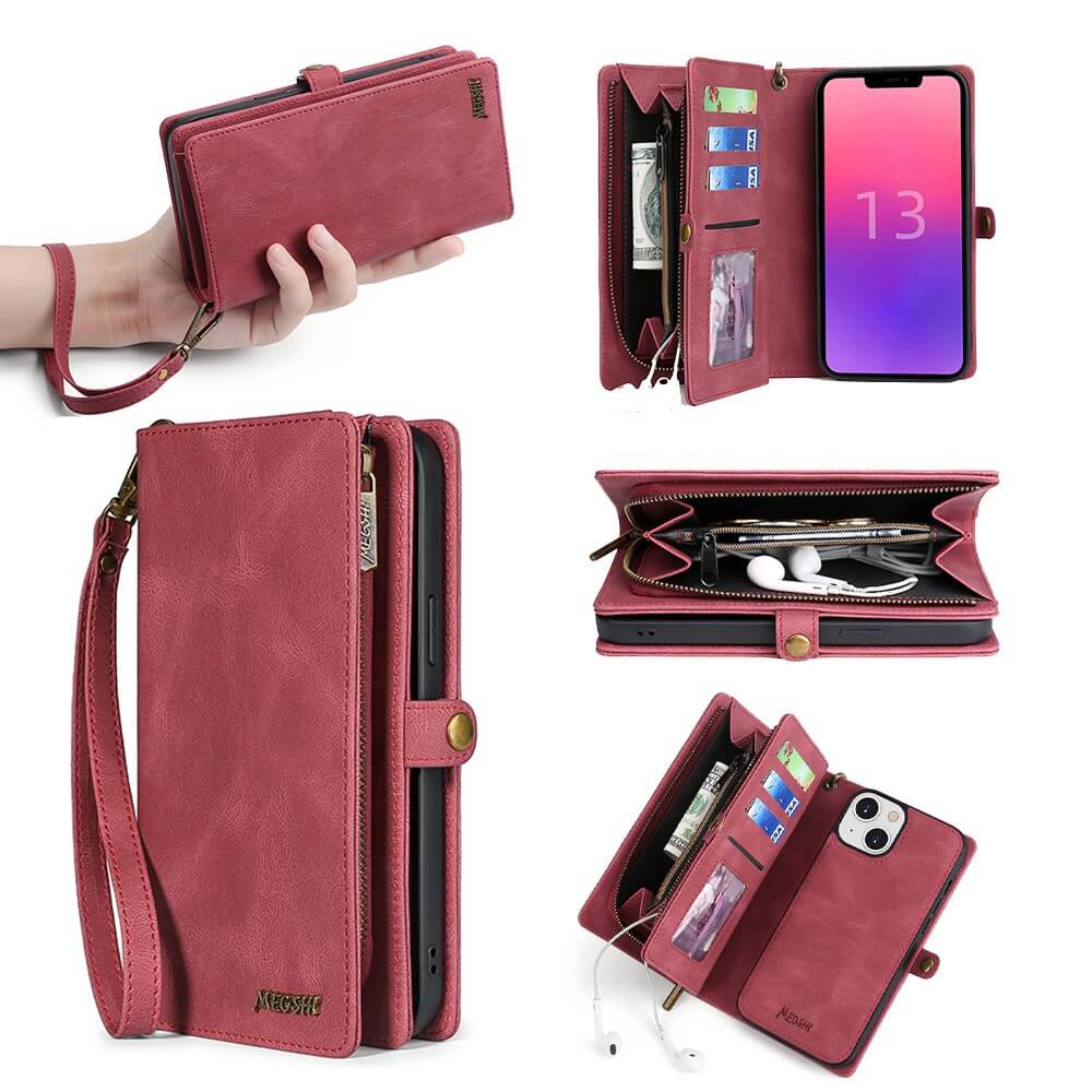 iPhone 15 Plus - Megshi 2-1 Brieftaschen Hülle - Image 15