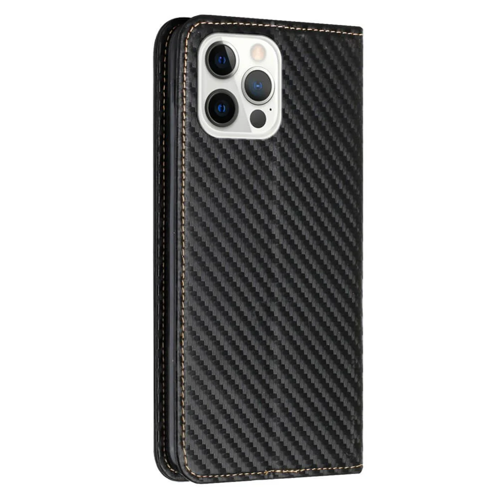 iPhone 15 Pro - Carbon Look Flip Case Hülle - Image 3