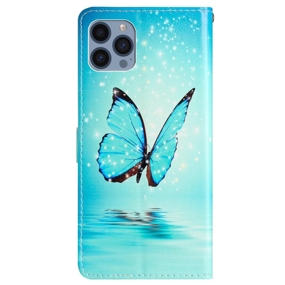 iPhone 15 Pro - Hülle Schmetterling Blau Mit Band - Image 3
