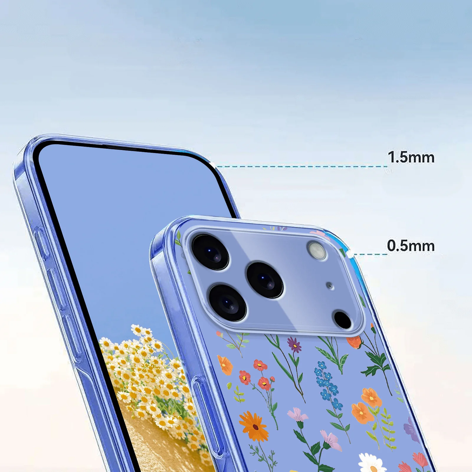 iPhone 17 Pro Max - Silikon Gummi Hülle Blumen - Image 9
