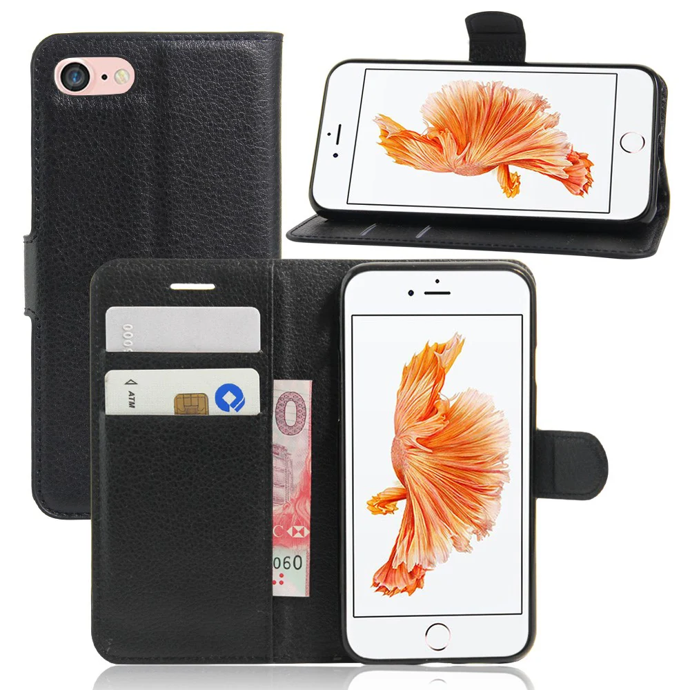 iPhone SE / 8 / 7 - Leder Tasche Etui Hülle Kartenfächer - Image 14
