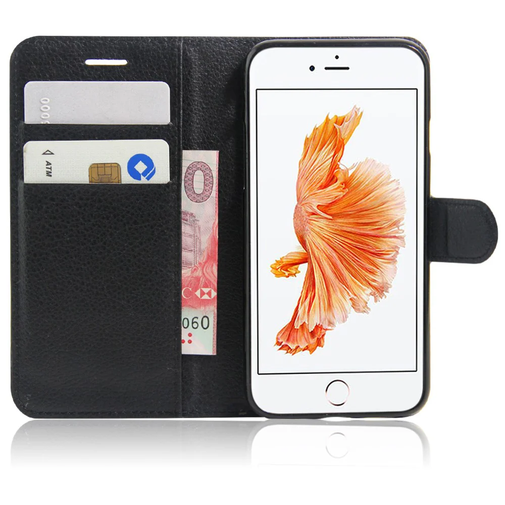 iPhone SE / 8 / 7 - Leder Tasche Etui Hülle Kartenfächer - Image 18