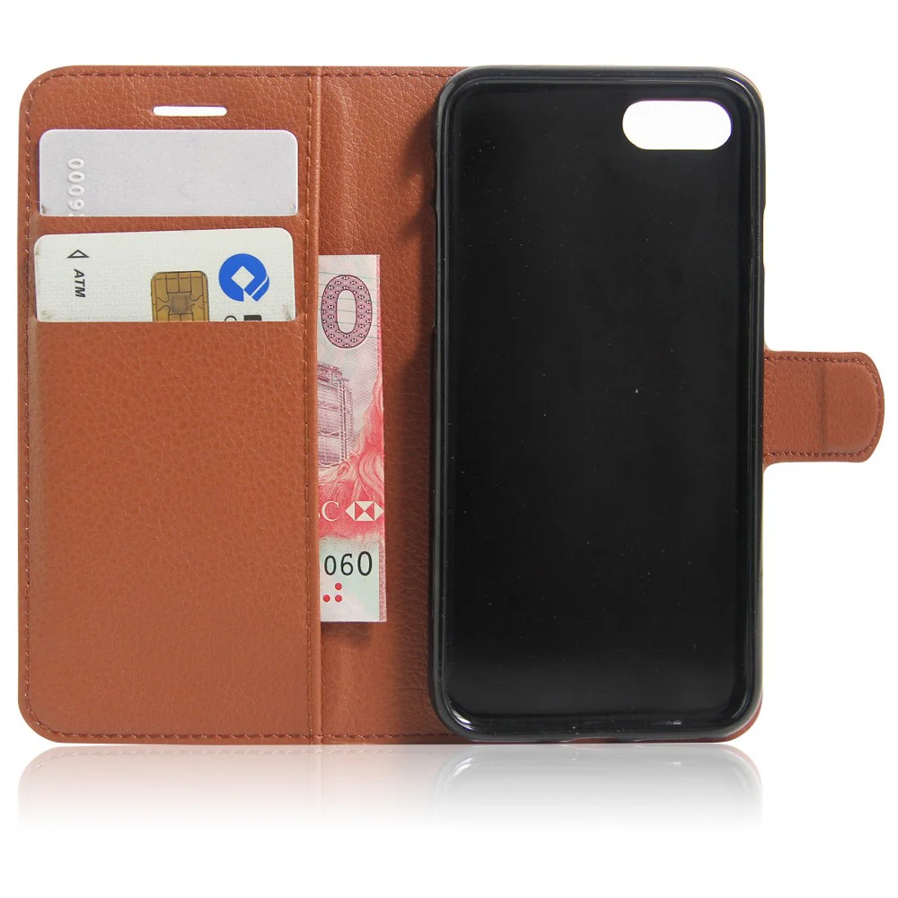 iPhone SE / 8 / 7 - Leder Tasche Etui Hülle Kartenfächer - Image 3