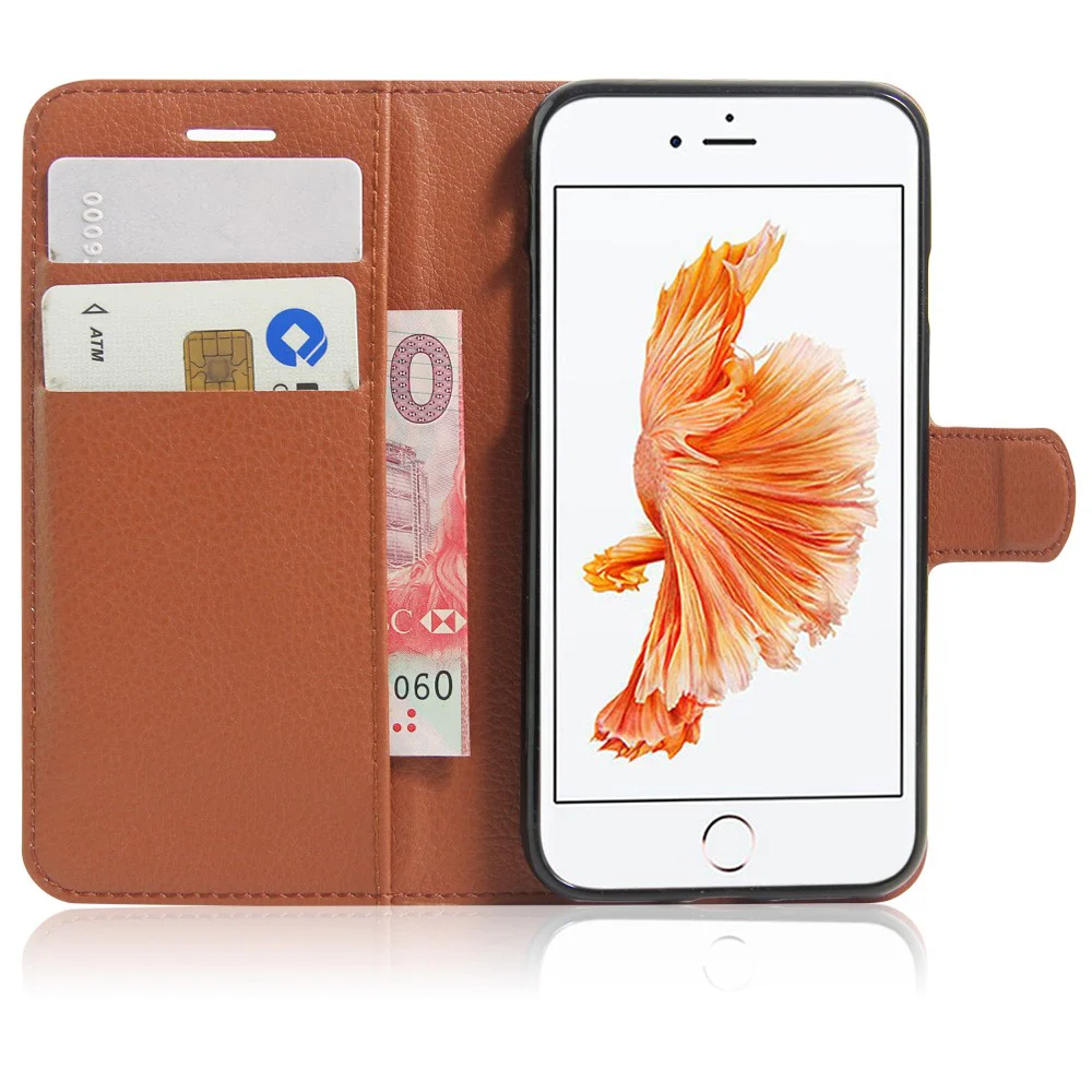 iPhone SE / 8 / 7 - Leder Tasche Etui Hülle Kartenfächer - Image 6