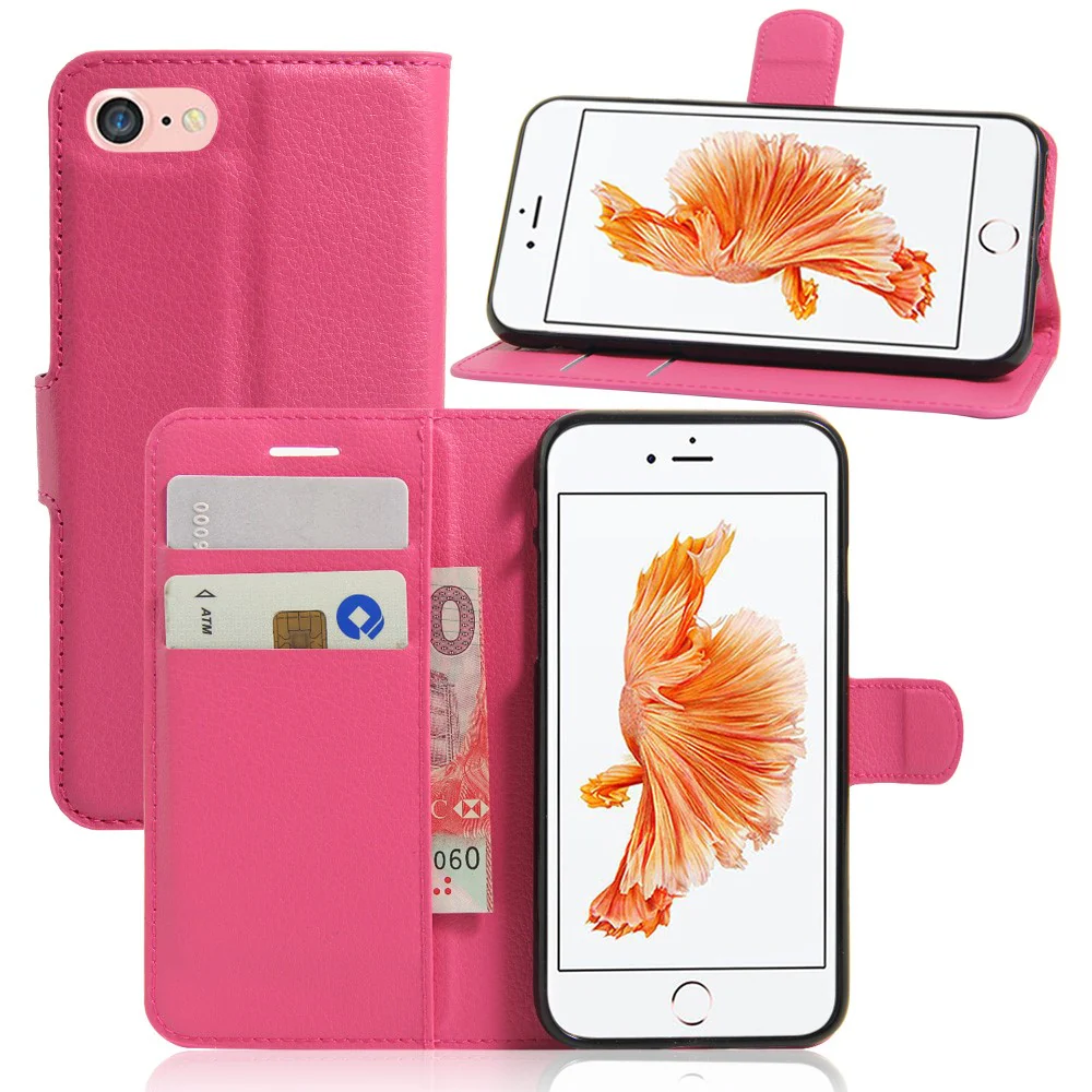 iPhone SE / 8 / 7 - Leder Tasche Etui Hülle Kartenfächer - Image 8