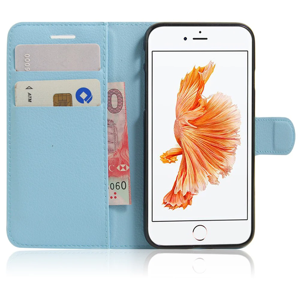 iPhone SE / 8 / 7 - Leder Etui hellblau - Image 3