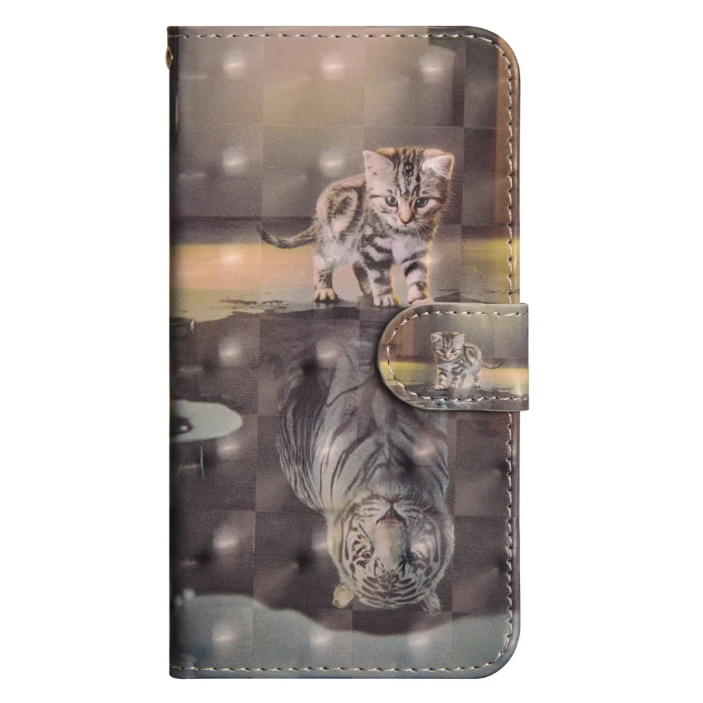 iPhone Xs / X - Etui Ledertasche Katze Glitzer Effekt - Image 3