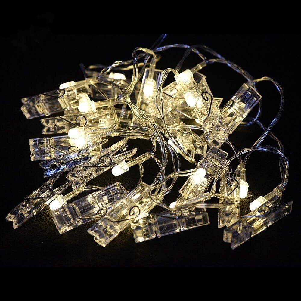 Lichterkette LED Fotoklammer, batteriebetrieben