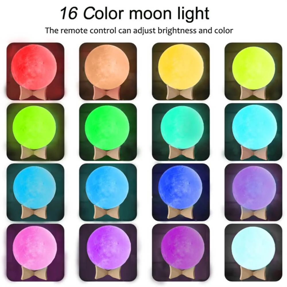 Multicolor LED Mondlampe dimmbar 3D 15cm - Image 14