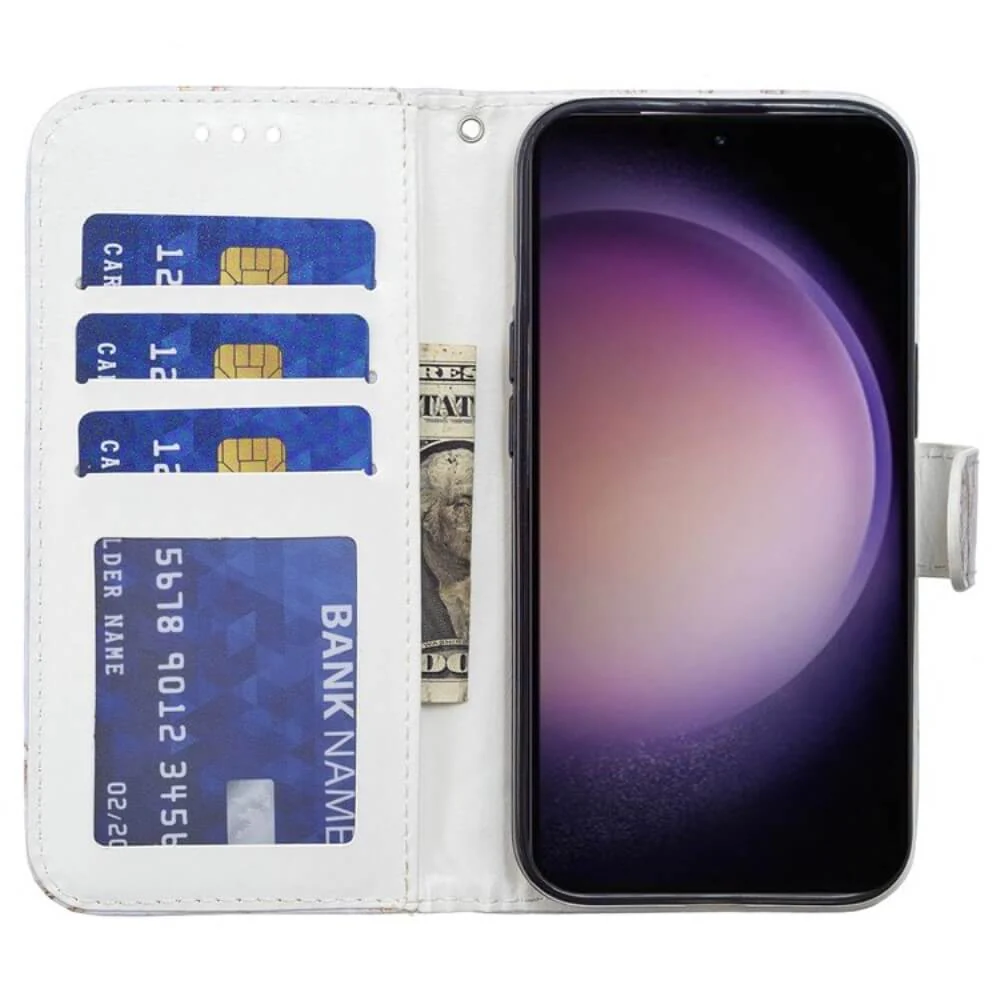 OPPO A79 5G - Leder Etui Hülle Schmetterling Blau - Image 2