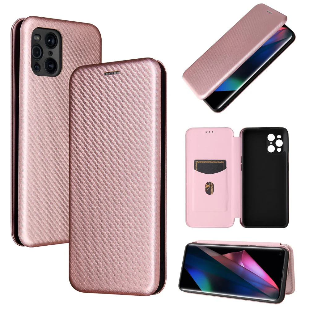 OPPO Find X3 Pro - Carbon Look Flip Case Hülle - Image 15