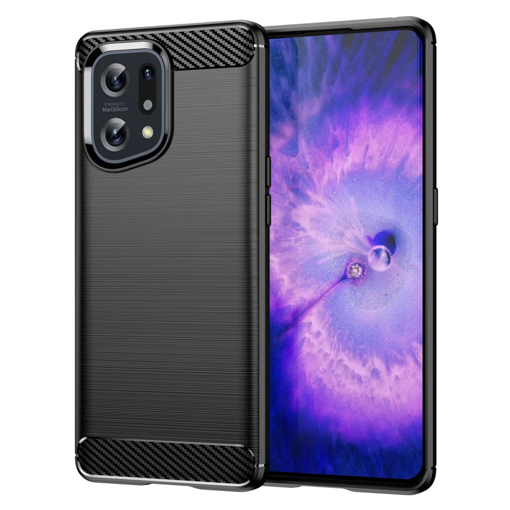 OPPO Find X5 - Metall Carbon Look Hülle