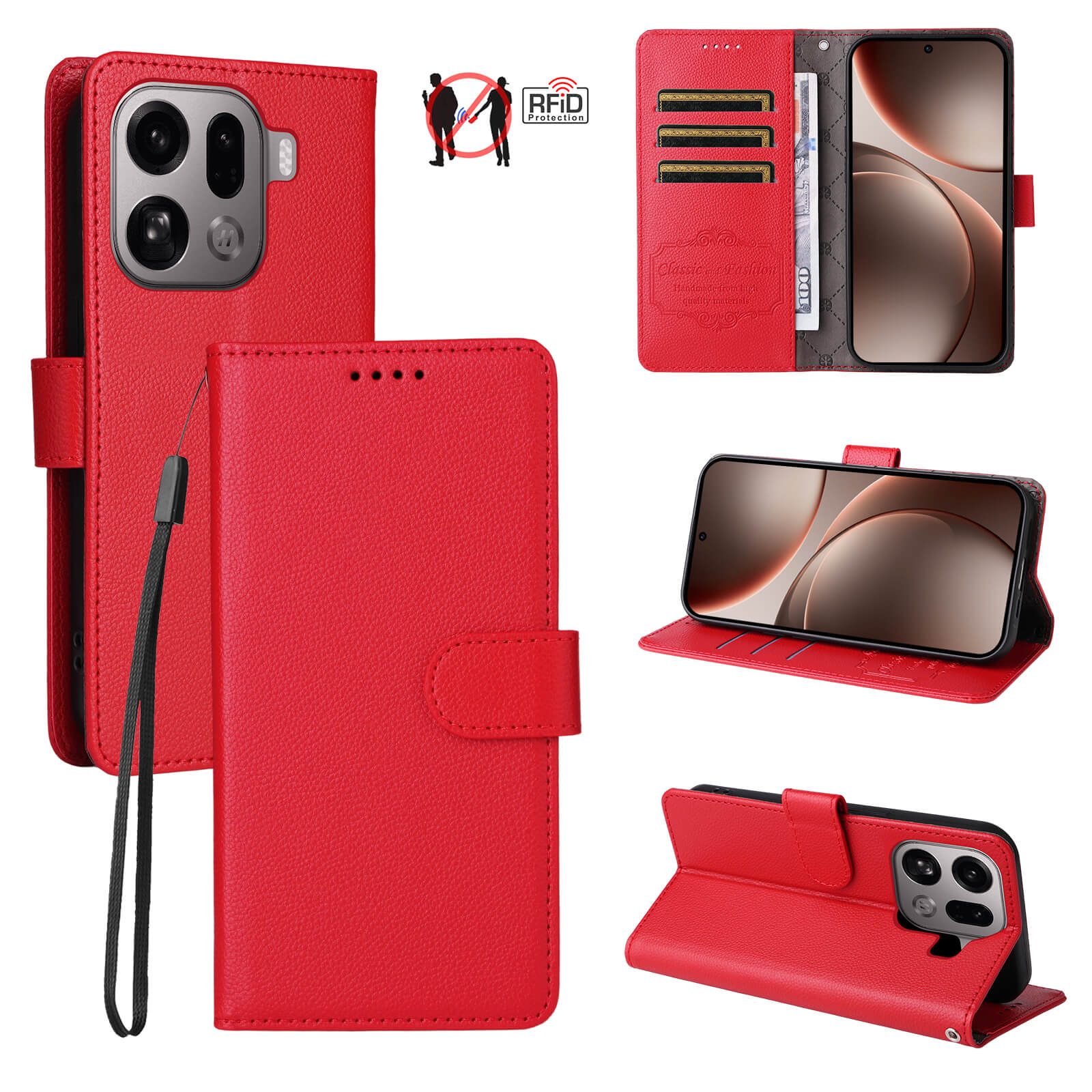 OPPO Find X9 Pro - Lederoptik-HĂŒlle mit strukturierter OberflĂ€che - Image 30