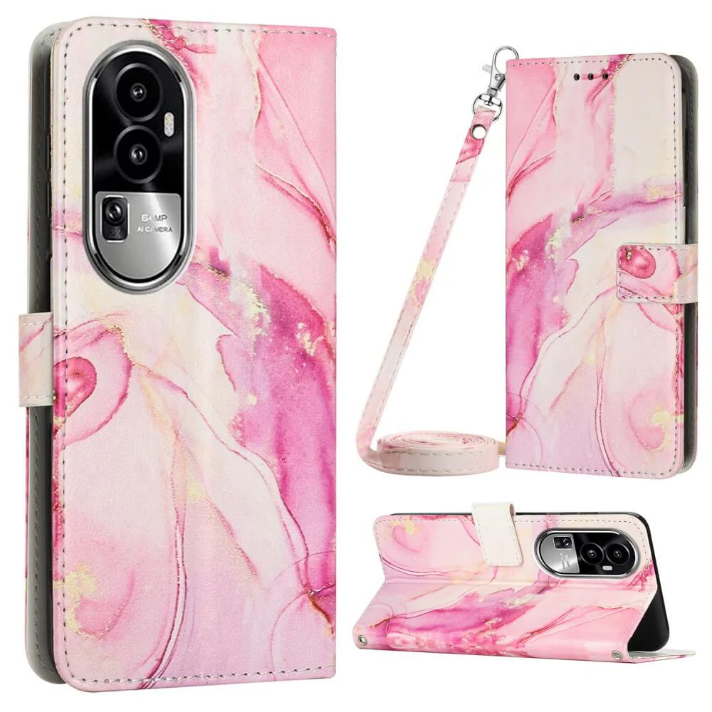 OPPO Reno10 / 10 Pro - Etui HĂŒlle Mit UmhĂ€ngeband Marble - Image 17