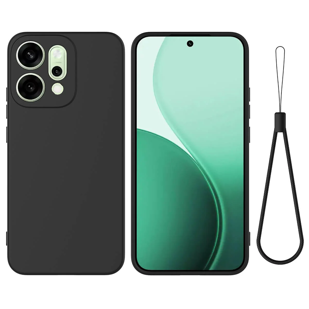 OPPO Reno14 - Silikon Gummi Hülle mit Riemen