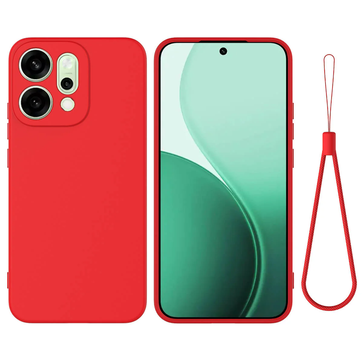 OPPO Reno14 - Silikon Gummi Hülle mit Riemen - Image 7