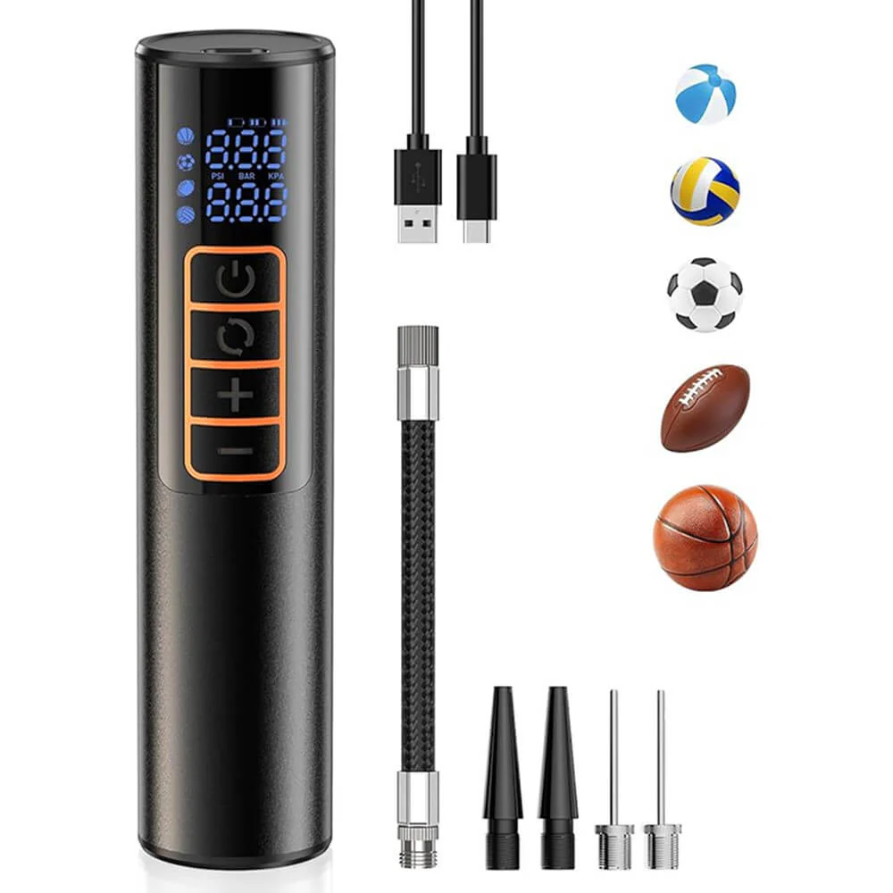 Akku Luftpumpe mit Digitalanzeige – Elektrische Ballpumpe mit LED