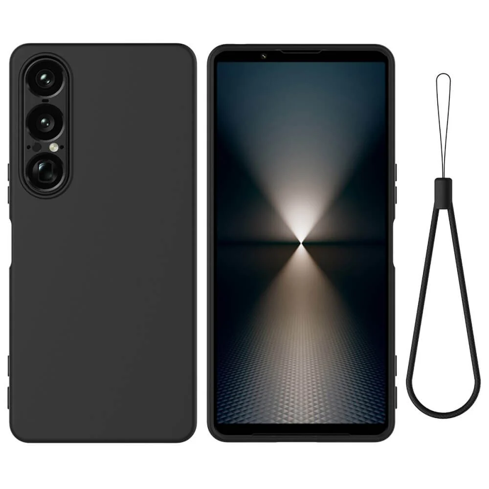 Sony Xperia 1 VII - Silikon Gummi Hülle mit Riemen