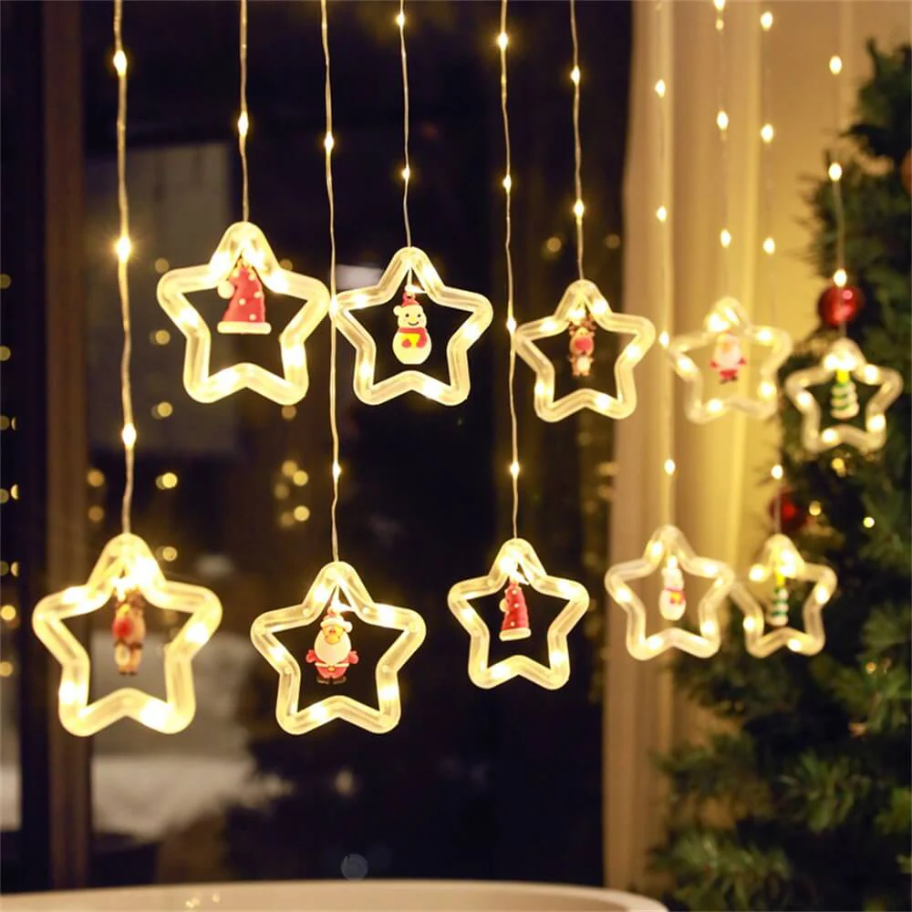 Vorhang Lichterkette LED In- & Outdoor, Weihnachtssterne 3m