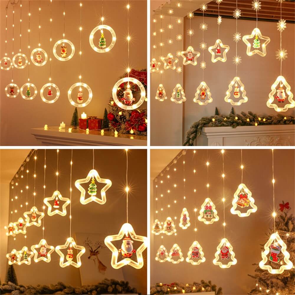Vorhang Lichterkette LED In- & Outdoor, Weihnachtssterne 3m - Image 2