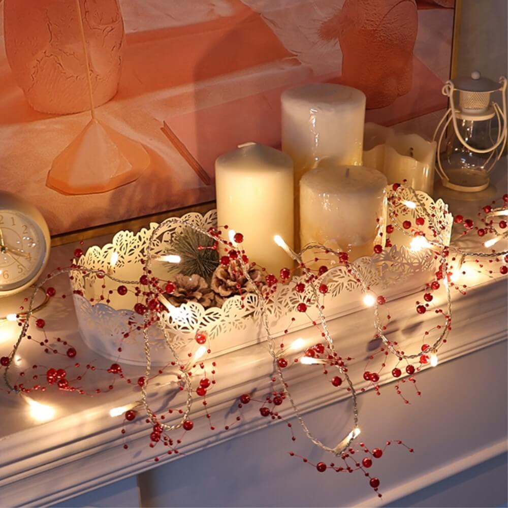Weihnachtliche Lichterkette LED mit Kunst-Perlen - Image 10