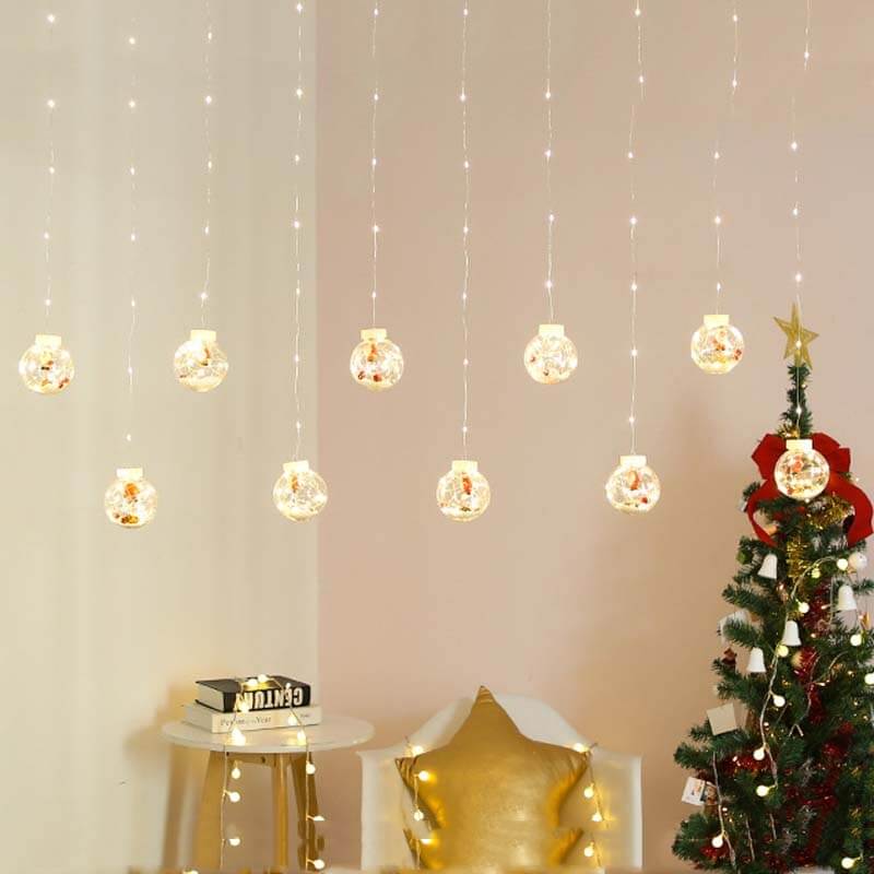 Weihnachtskugeln Vorhang Lichterkette 3m - Image 4