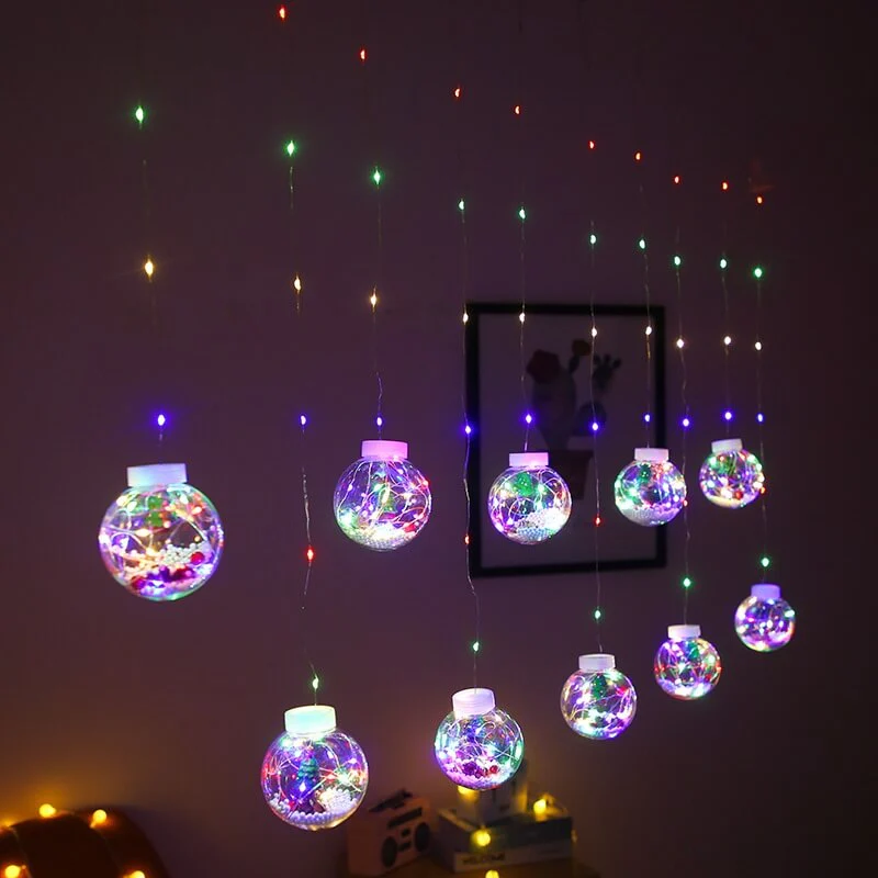Weihnachtskugeln Vorhang Lichterkette 3m - Image 9