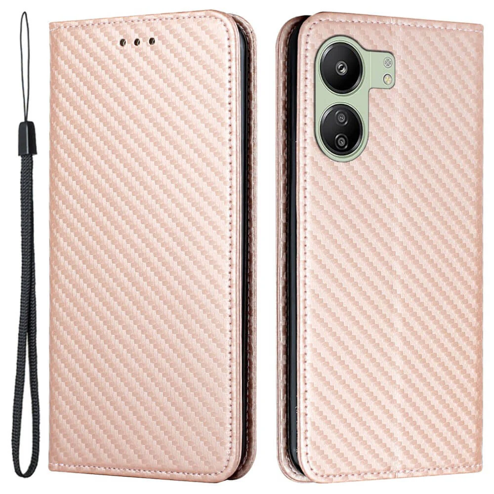 Xiaomi Poco C65 / Redmi 13c - Carbon Look Flip Case - Image 16
